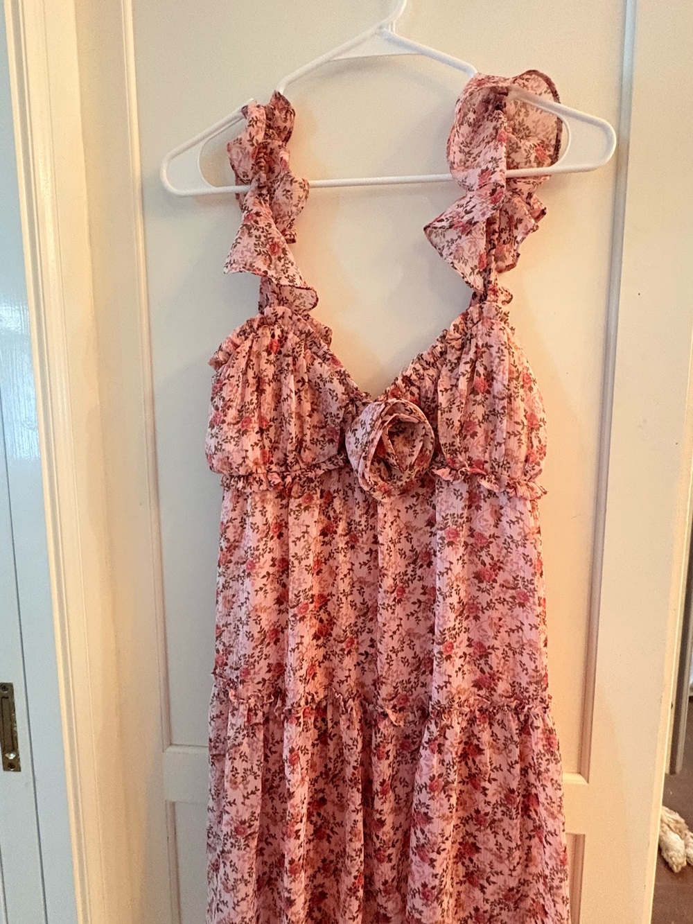 City Triangles Pink Floral Tiered Sundress
